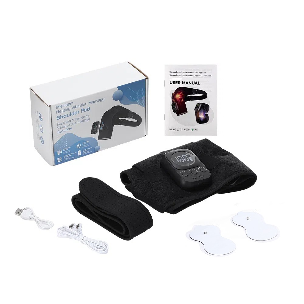 Electric Heated Vibration Shoulder Massager Brace Body Pain Relief APP Control