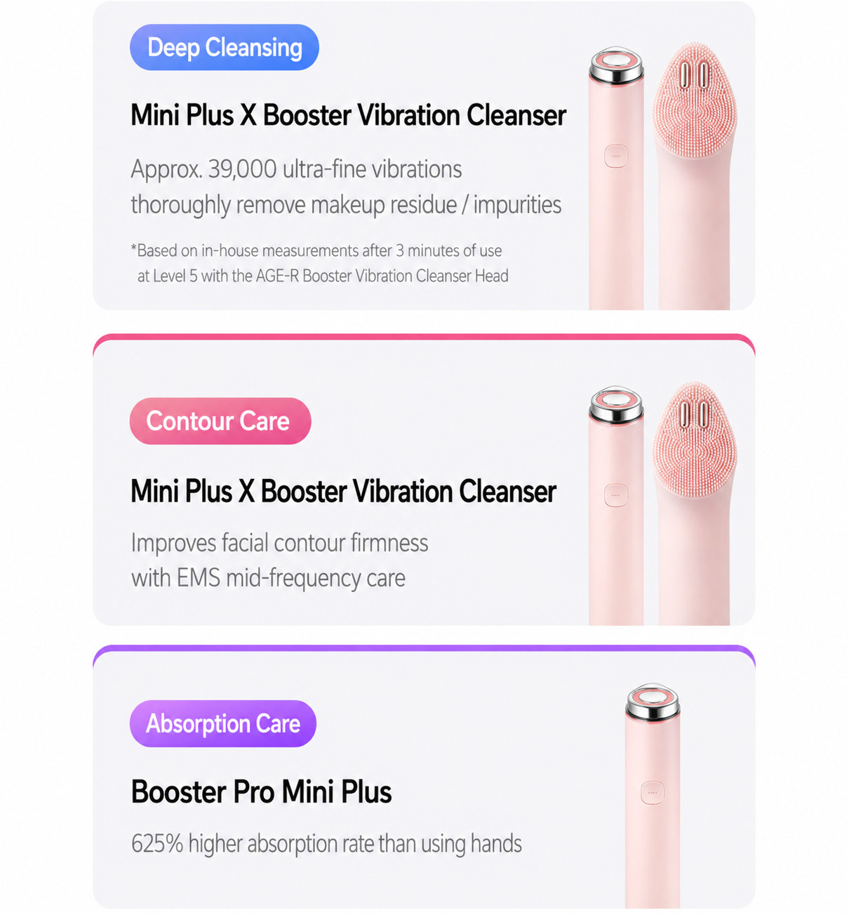 Medicube AGE-R Booster Pro Mini Plus Facial Cleansing Device Head Set Authentic