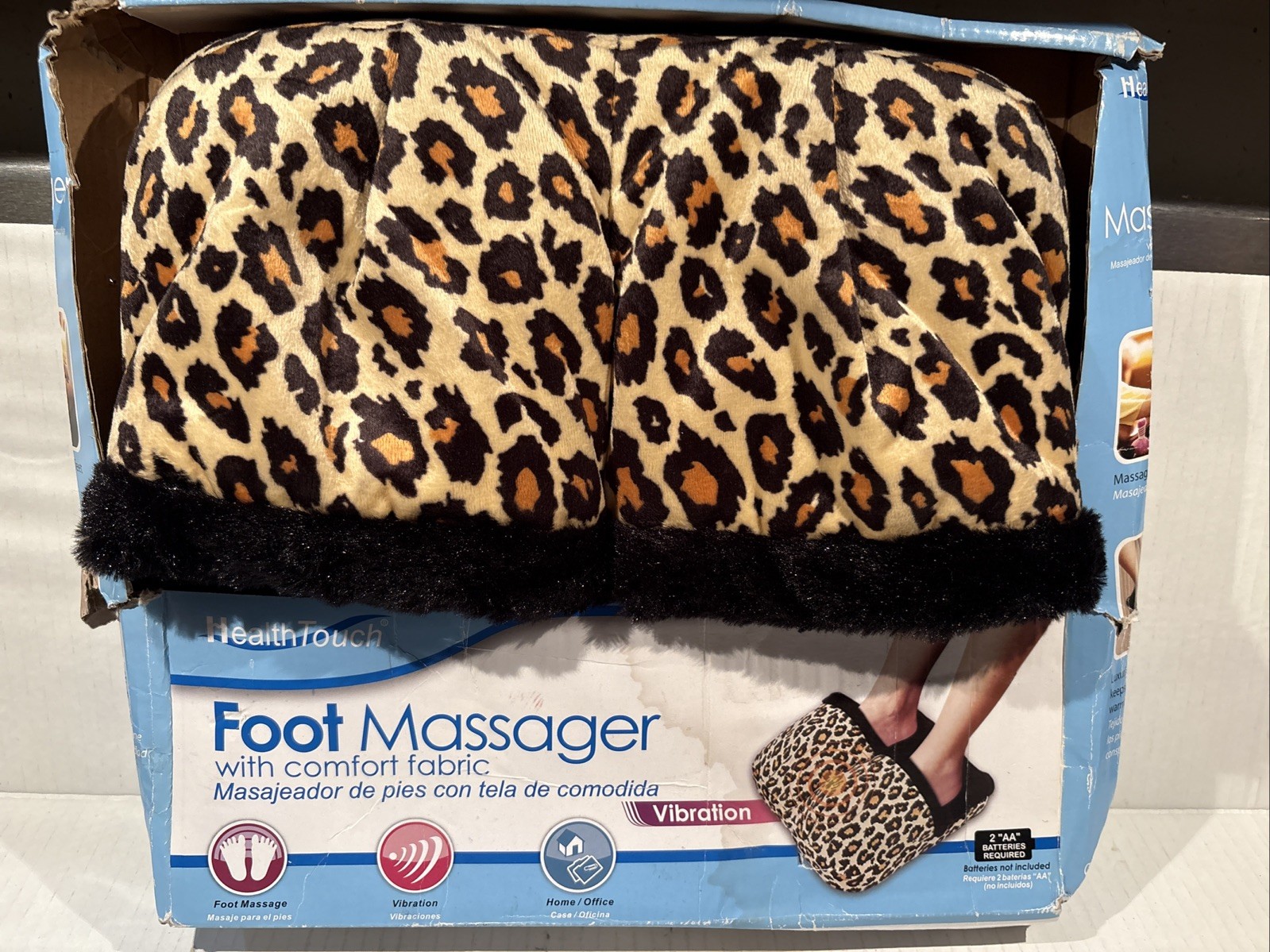 Health Touch (H-4354-8C) Leopard Foot Massager W/ Comfort Fabric NEW