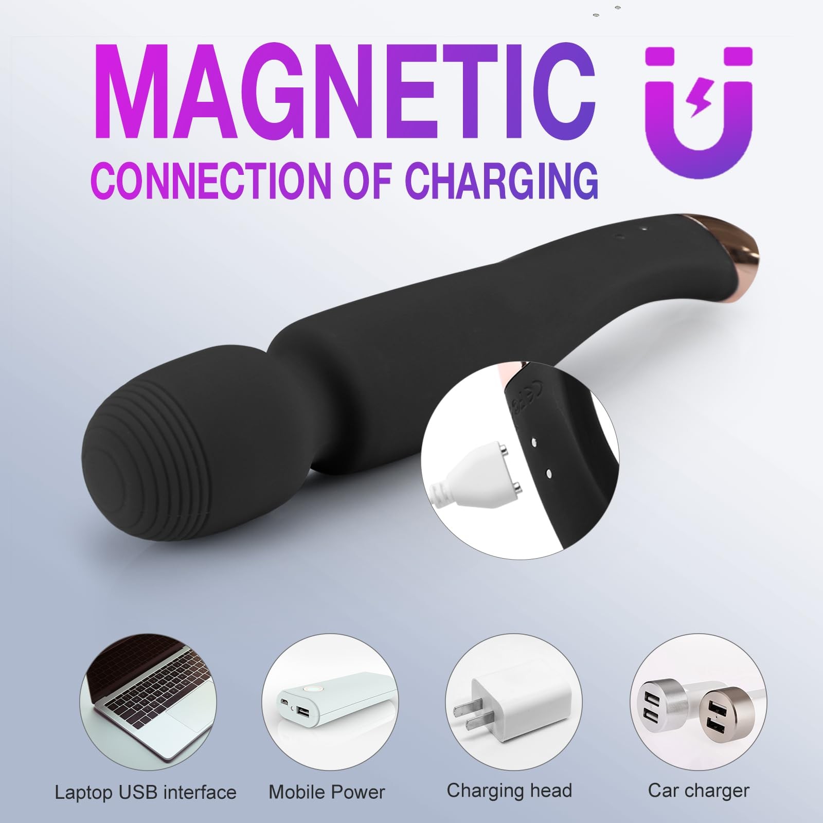 Cordless Massager with LCD Display, Personal Massager for Pain Relief, Powerf…