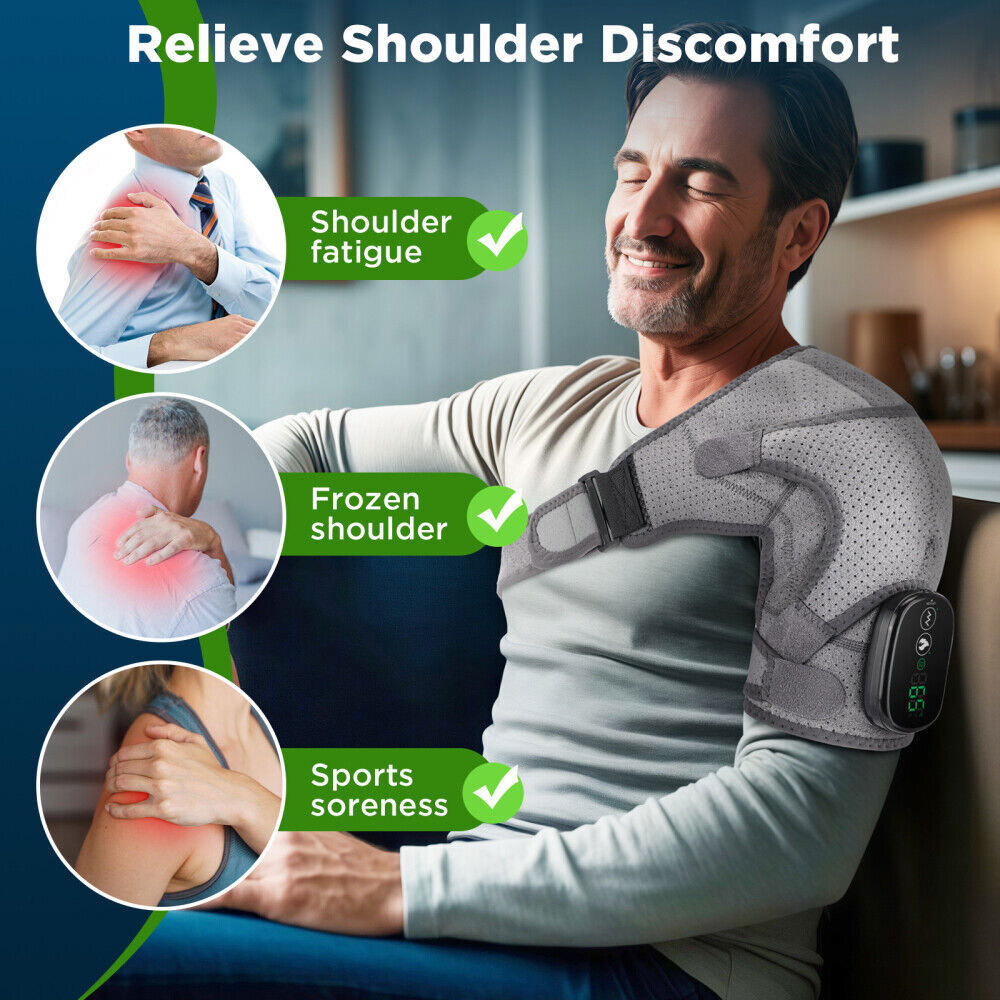 Electric Heated Shoulder Massager with Vibration Massage Brace Joint Pain Relief