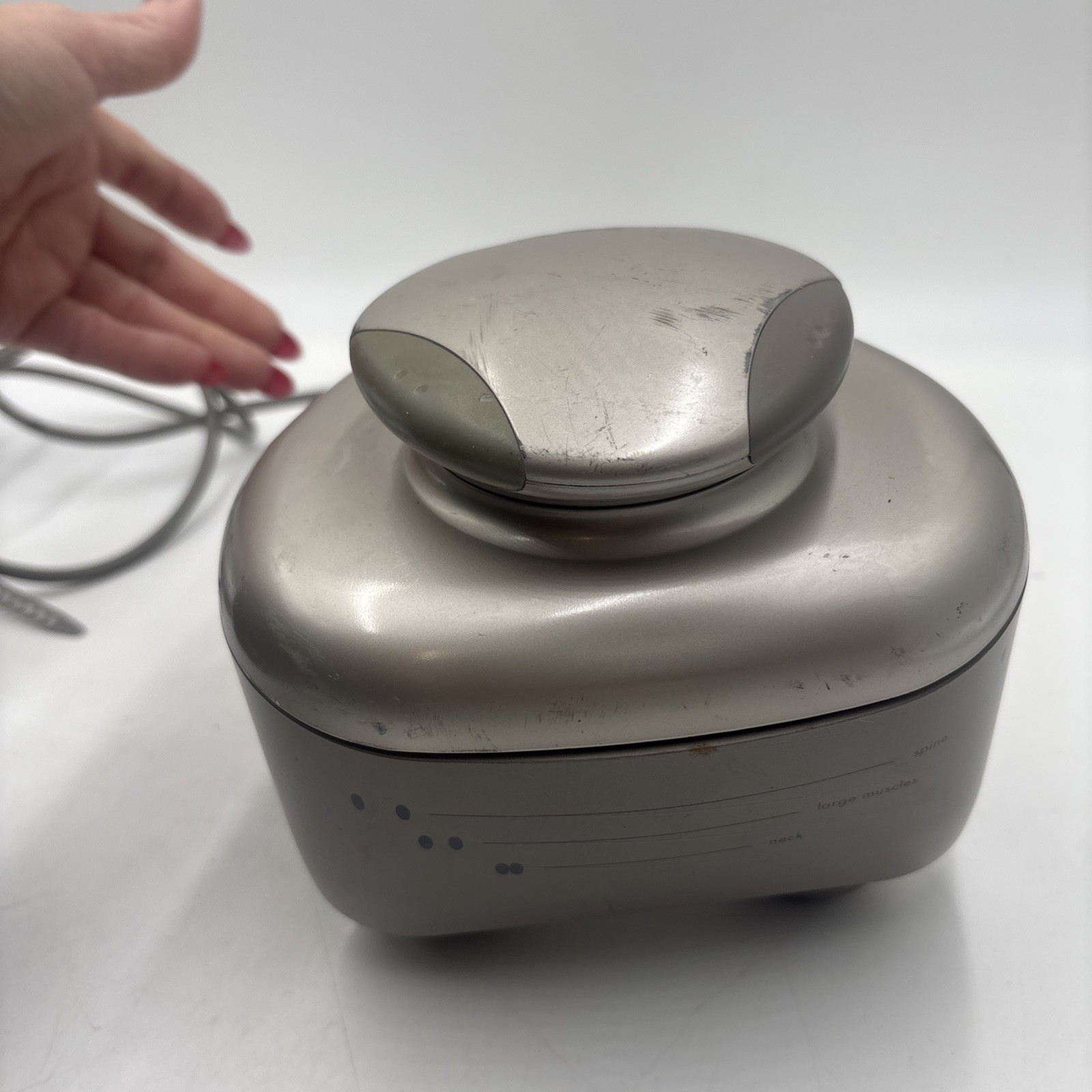 Brookstone 235333 Professional Handheld Percussion Massager Gray Corded 15 Speed