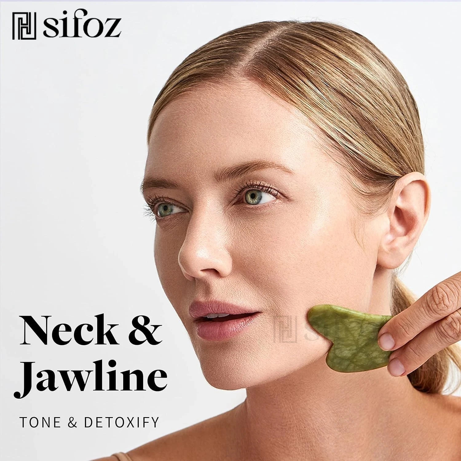 Sifoz Jade Roller & Gua Sha Set Face Anti-Aging Facial Roller Skin Care Tool