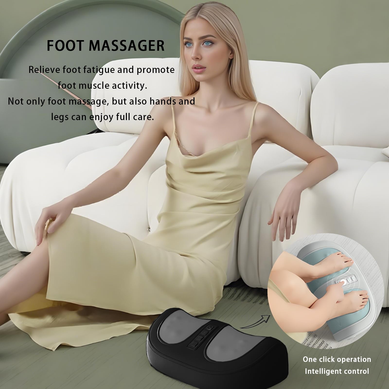 Foot Massager with Heat,with 3 Intensity Levels Shiatsu Kneading,Dual-Frequen…