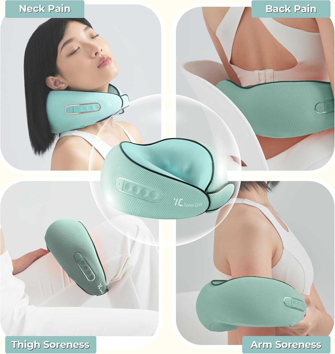 7C Neck Massager Shiatsu Heat Electric Massage Pillow Deep Tissue – Baby Blue