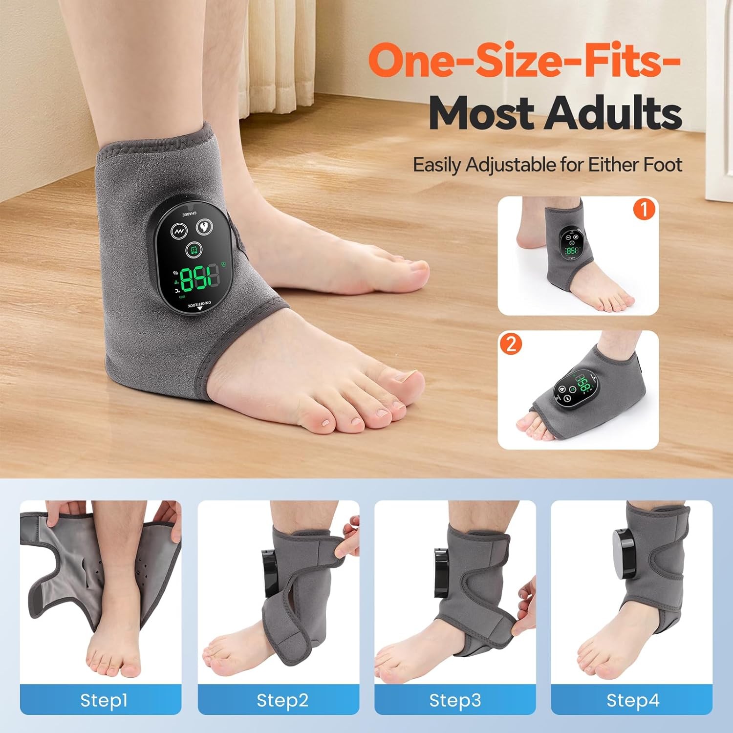 Electric Ankle Heating Massager Pain Relief Wrap Foot/Ankle Adjustable Set Best