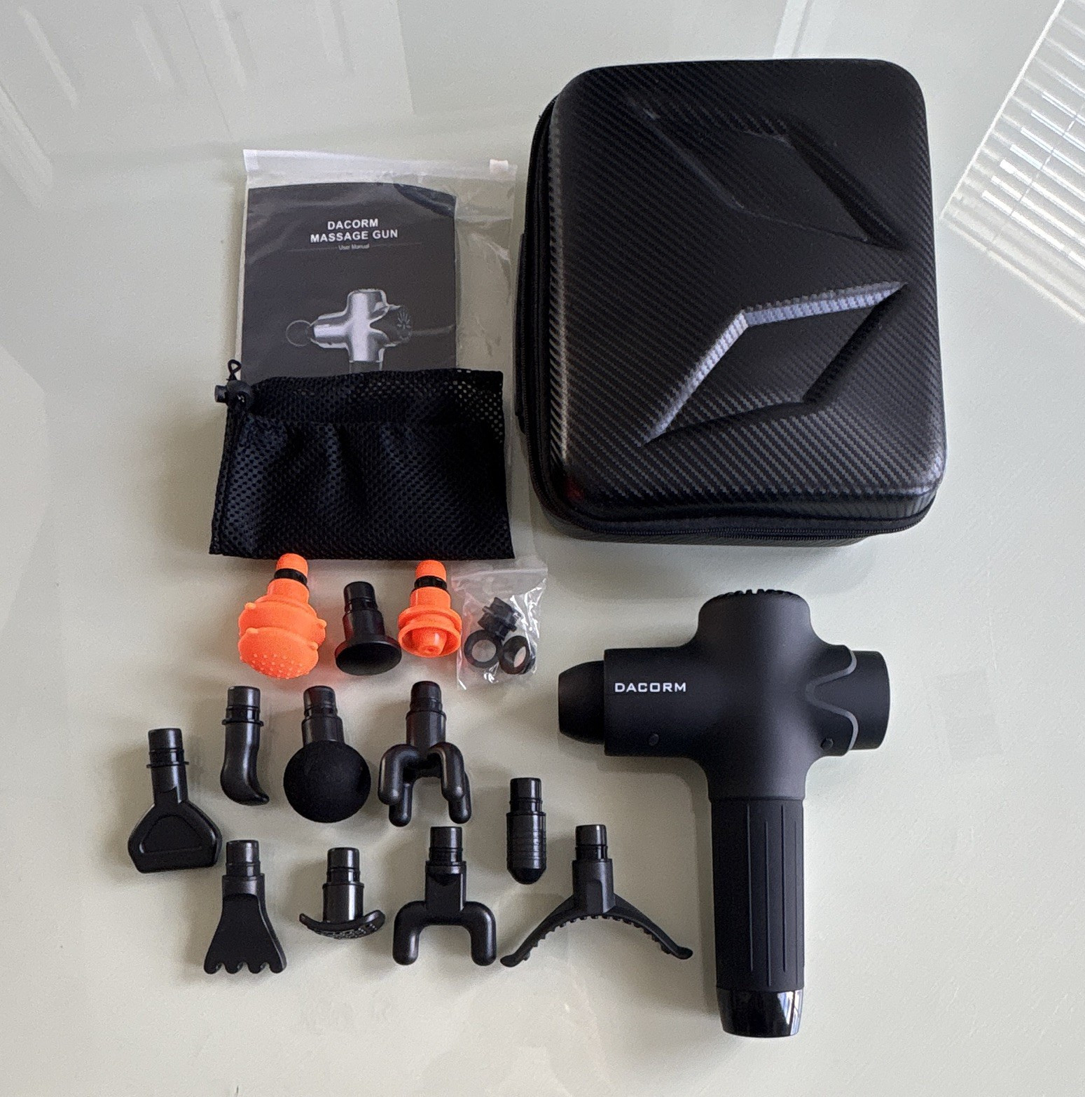 DACORM Percussion Massage Gun Cordless Black 10 Heads Case USB-C ZT-24V