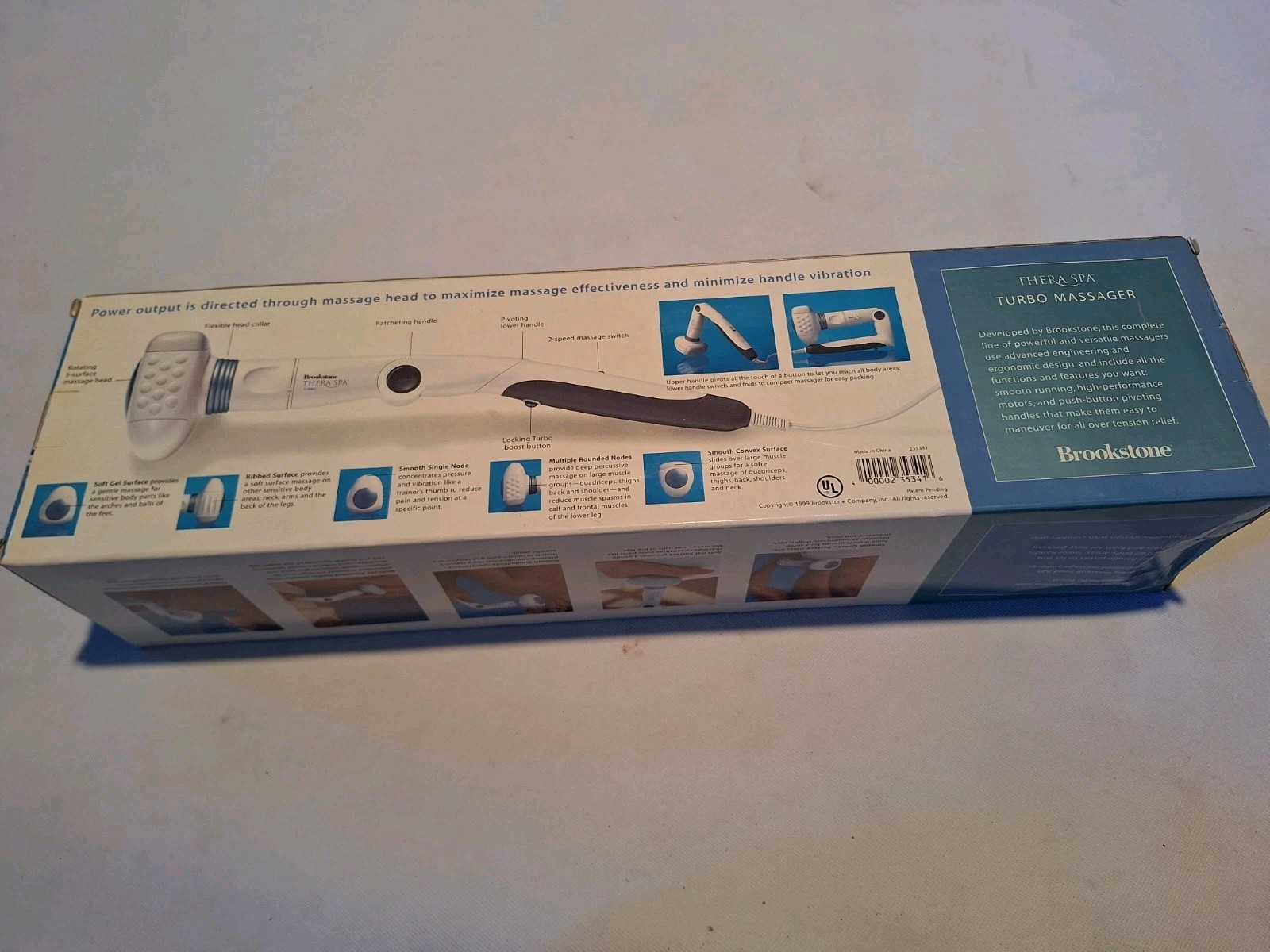 Brookstone Thera Spa Turbo Massage Wand Vibrating Rotating Corded White/Gray