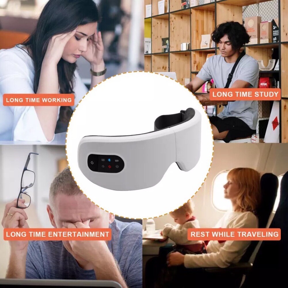 Electric Eye Massager Bluetooth , Masajeador de ojos con calor en blanco