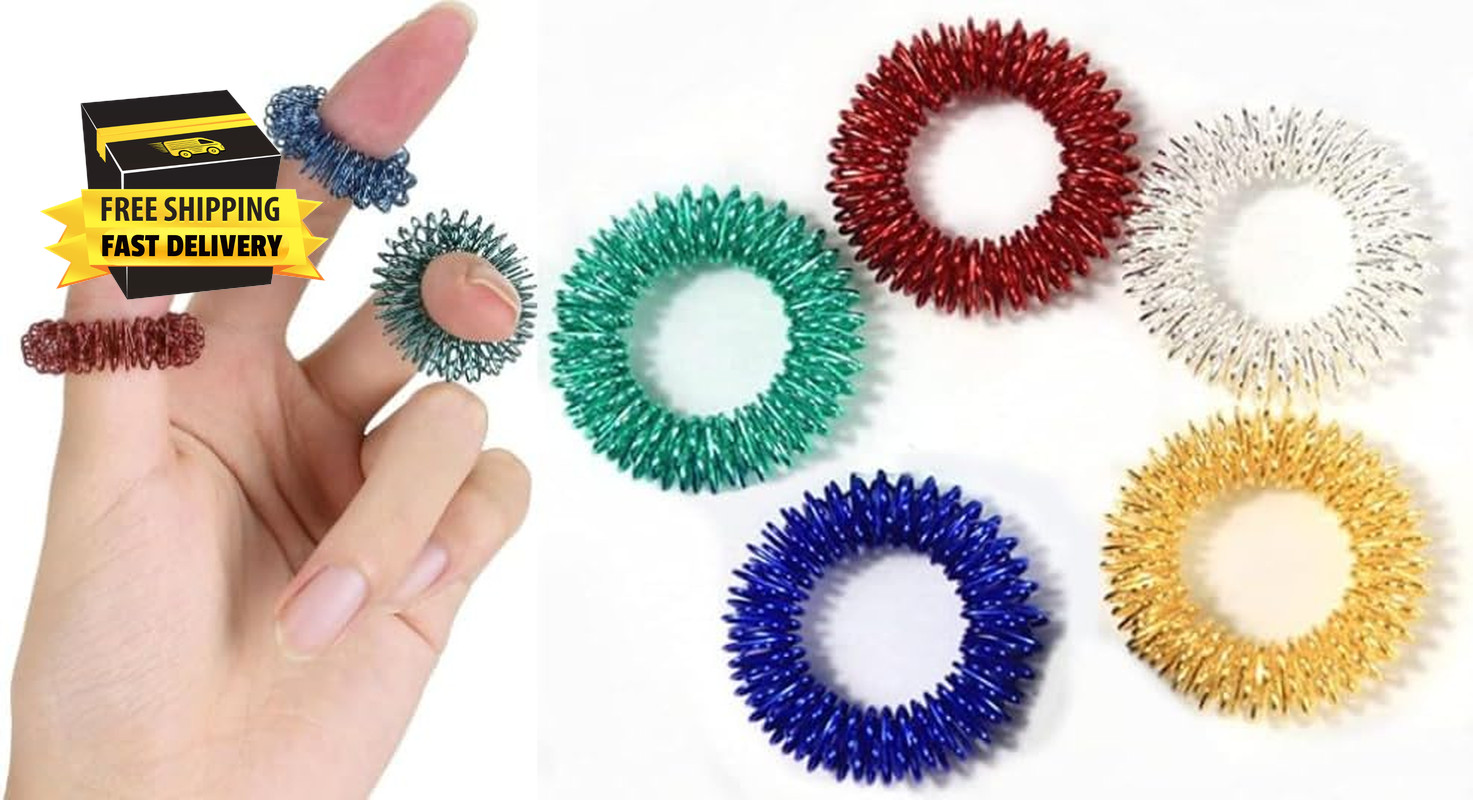 5Pcs Multicolor Finger Massage Rings Prickly Sensory Acupressure Ring, Color Pro