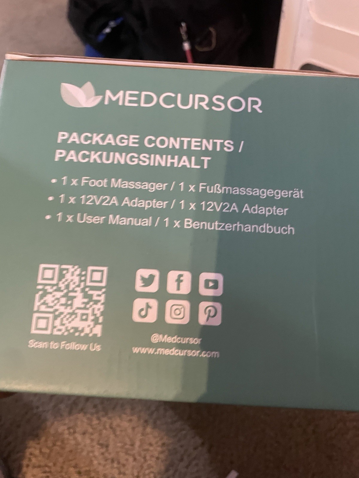 MEDCURSOR MD-FM12 Foot Massager Kneading Heat Multispeed 15-Min Timer 12V Green
