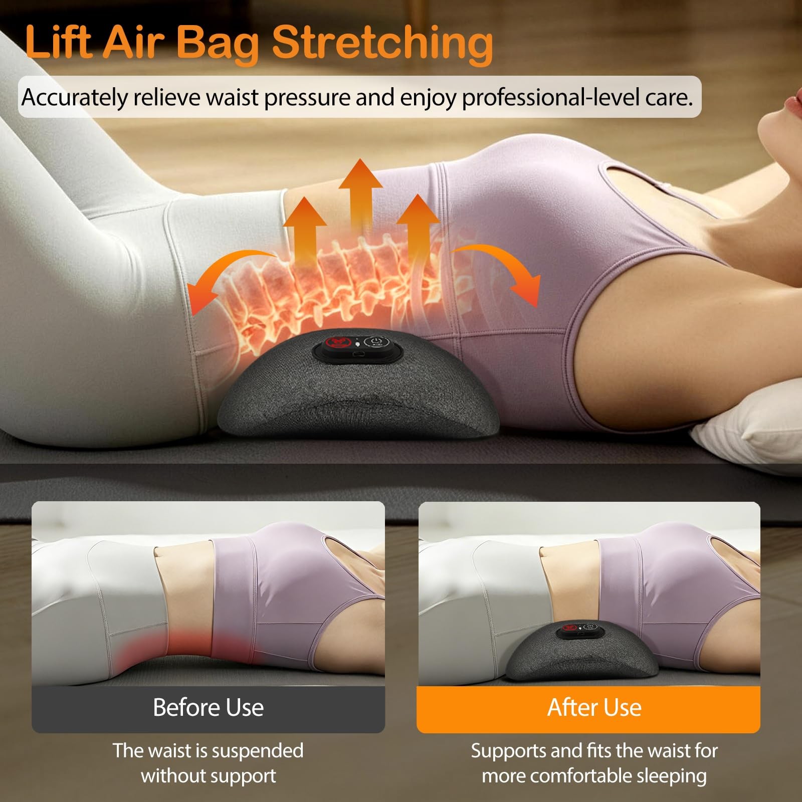 Smooth Spine Triple Fusion Back Massager with Heat – Sciatica Pain Relief & S…