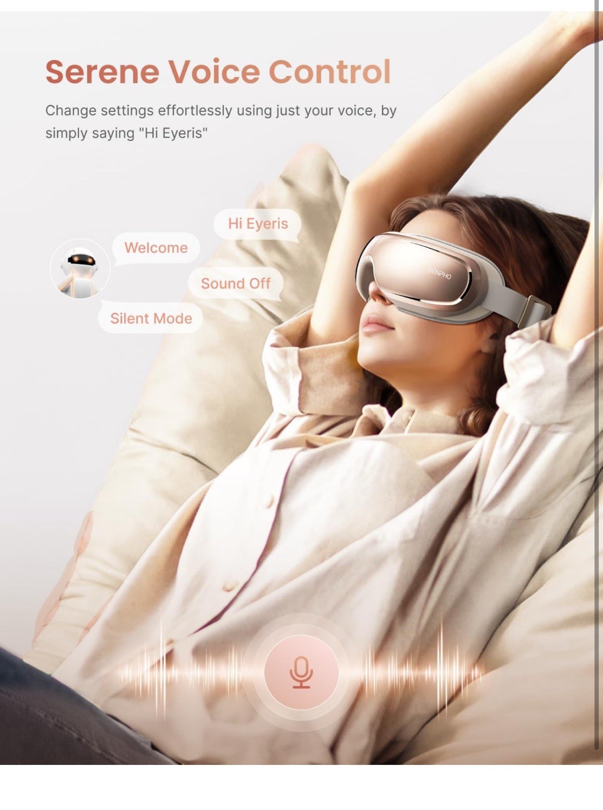 RENPHO Eye Massager Eyeris 3 With Heat and Cooling + Voice Control & Ice Pack