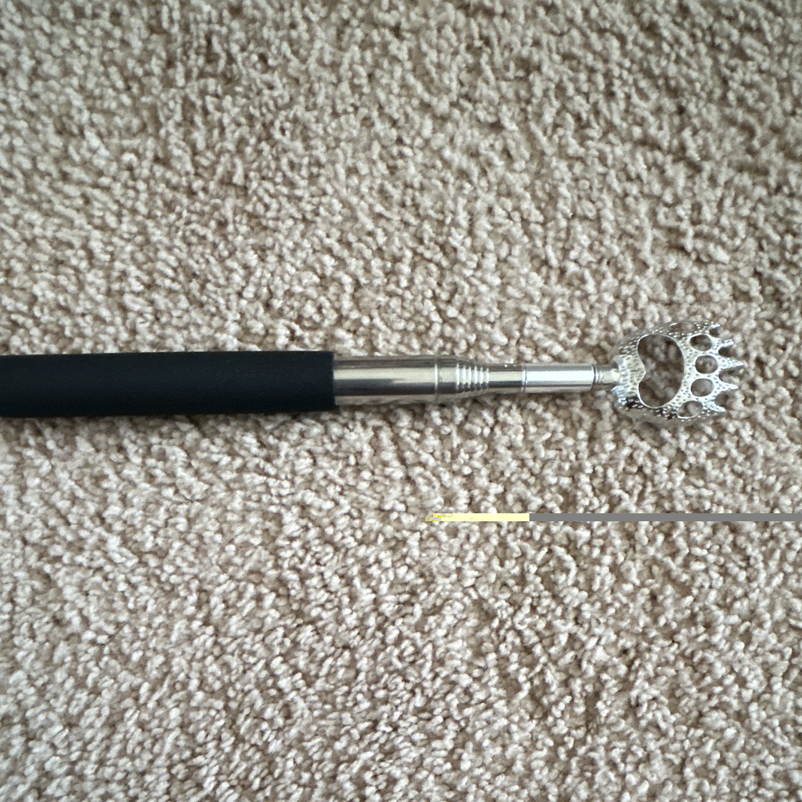 Manual Handheld Back Massager Stick, 4 Detachable Heads, Pouch, Silver/Black