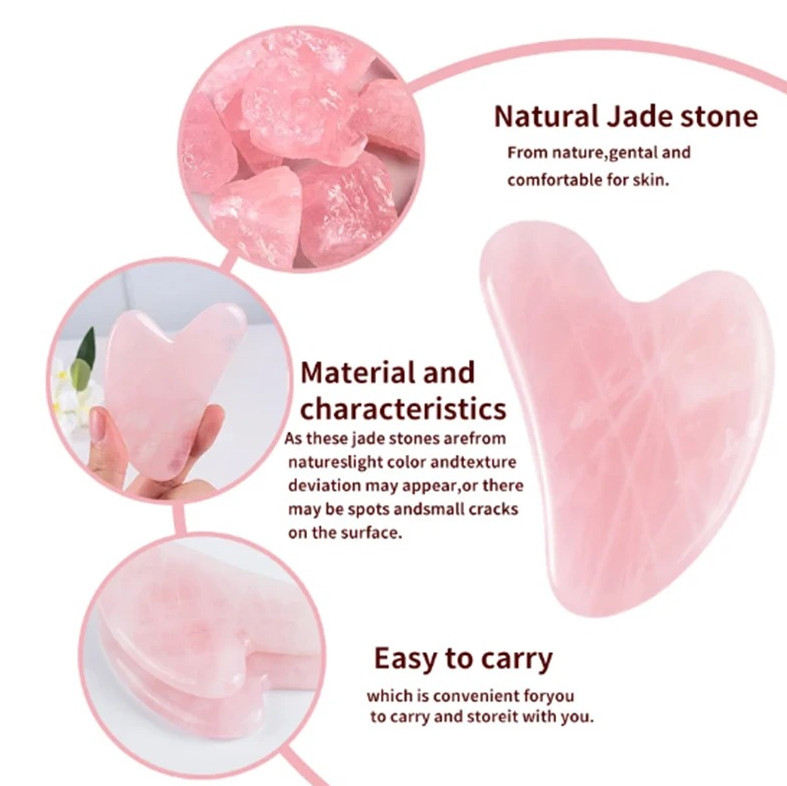 1pc Natural Stone Jade Gua Sha Facial Massage Skin Care Beauty Tool – NEW