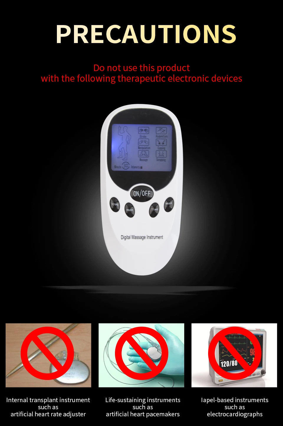Dual Channel Electric Massager Relax Muscle Stimulator Electrode Pad Health Care