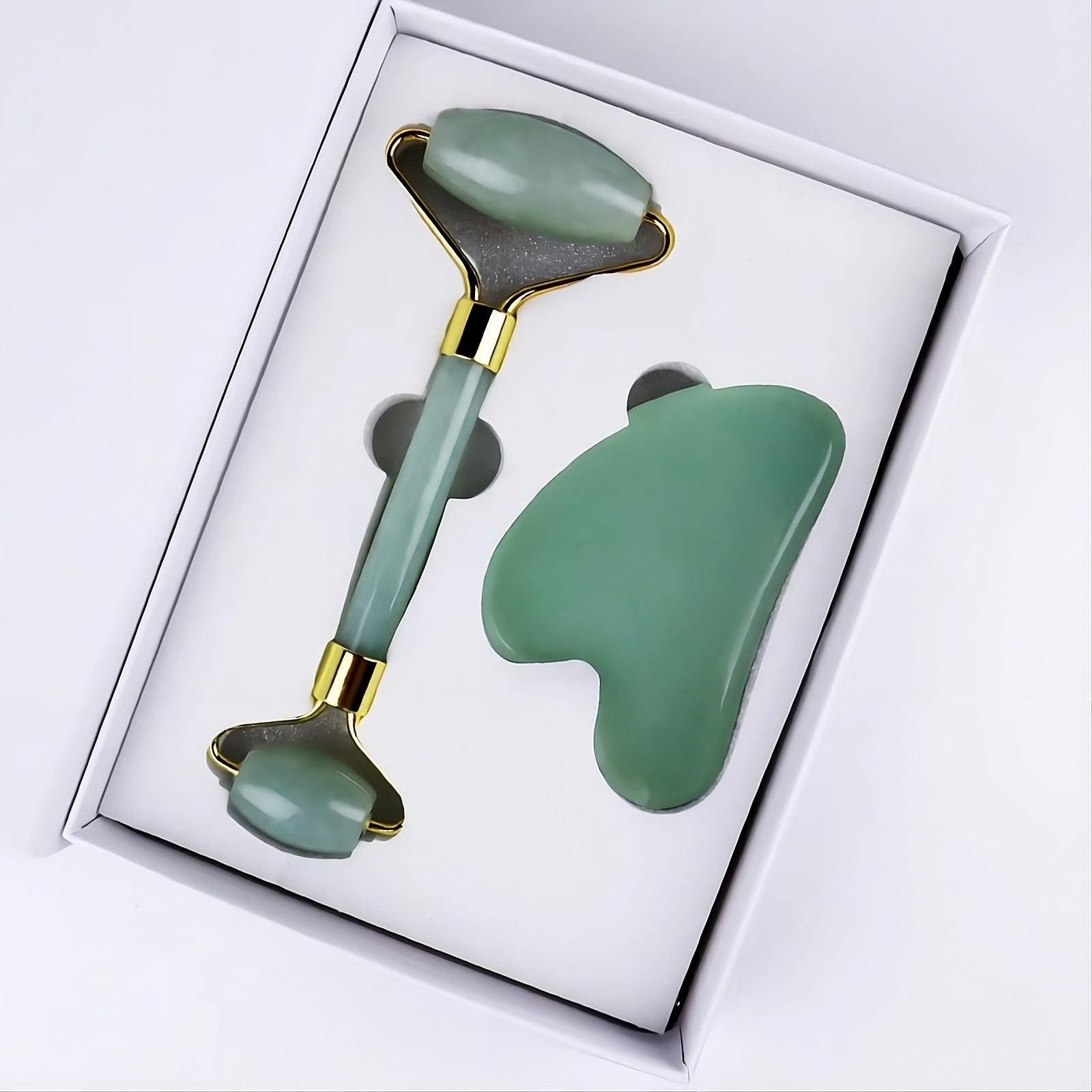 Premium Natural Jade Roller & Gua Sha Set Facial Massager Anti-Aging Beauty Tool