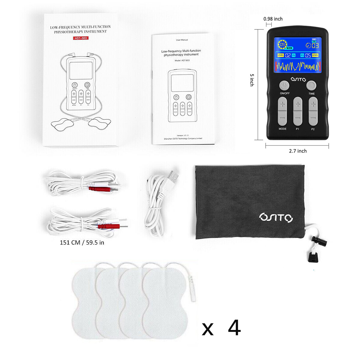 Tens Unit Electric Pulse Massager Muscle Stimulator Therapy Pain Relief Machine