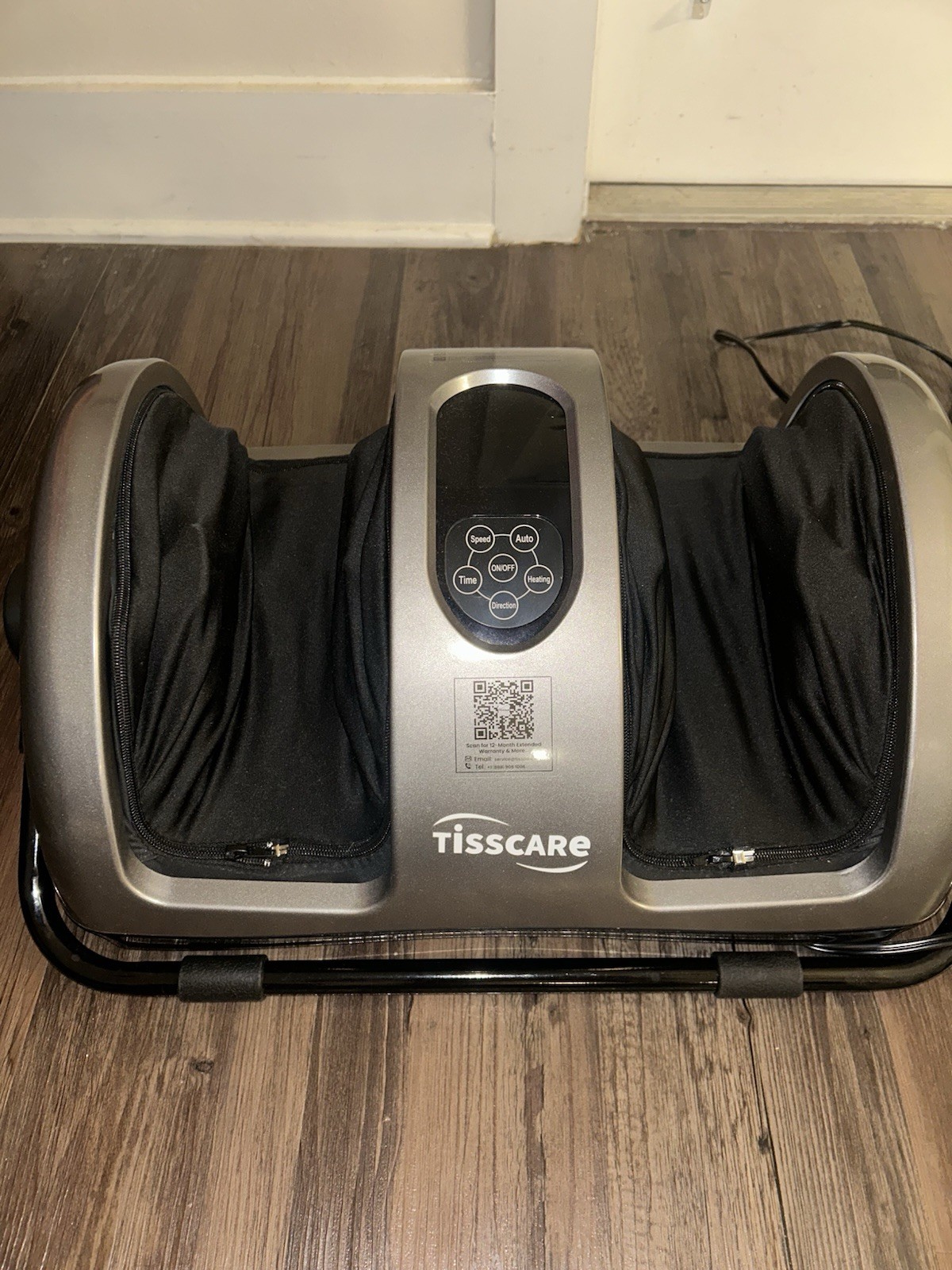TISSCARE FeetFlo C1 Foot Massager Kneading with Heat, Corded, Black/Silver