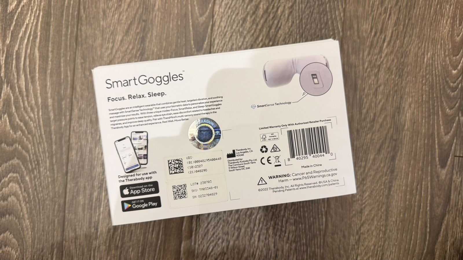 Therabody Smart Goggles 1st Gen Heated Eye Massager Used Once Complete in Box