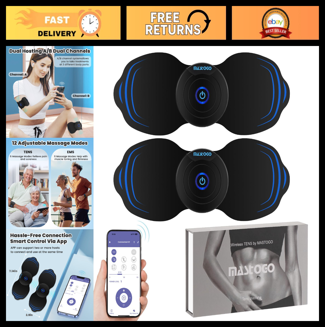 Wireless TENS Unit Muscle Stimulator for Back Pain Relief – Wireless Pain Relief