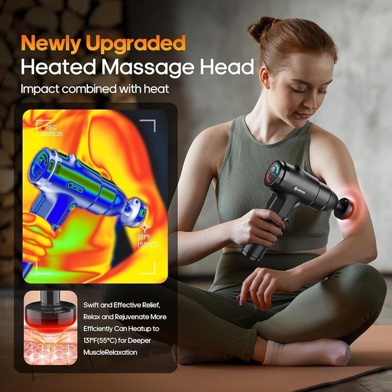 Heated Massage Gun W/ LCD Display Portable Muscle Relief Deep Tissue Therapy New