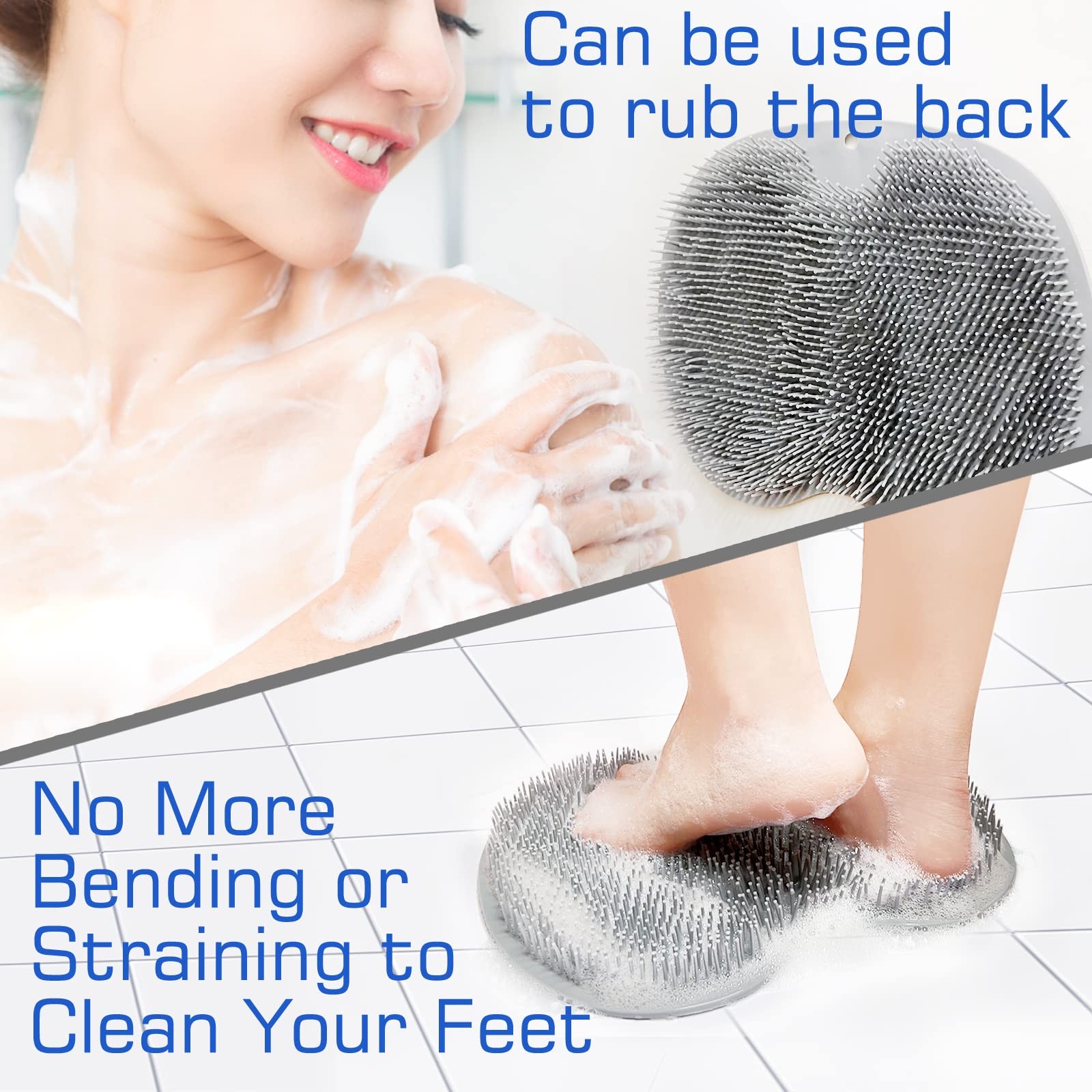 Shower Foot Scrubber Mat Back Washer Exfoliating Bath Wash Pad Wall Mounted Slip
