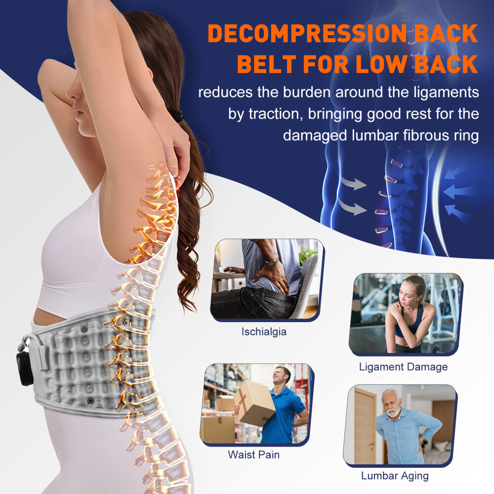 Heating Massage Decompression Belt Lumbar Support for Lower Back Pain Relief USA