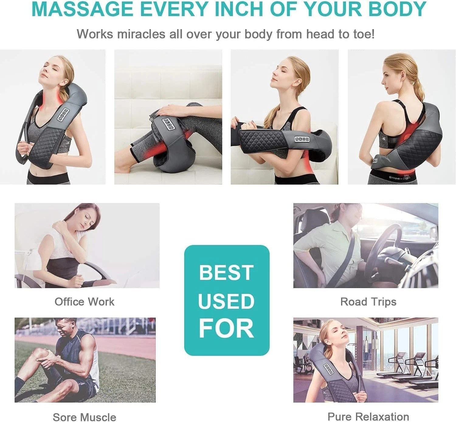 Neck Massager, Portable Electric Shiatsu Back Massage Device with Heat, Deep …