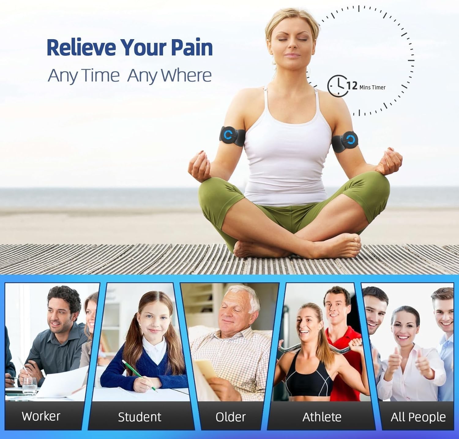 Portable Mini Electric EMS Neck Back Massager Cervical Massage Patch Stimulator