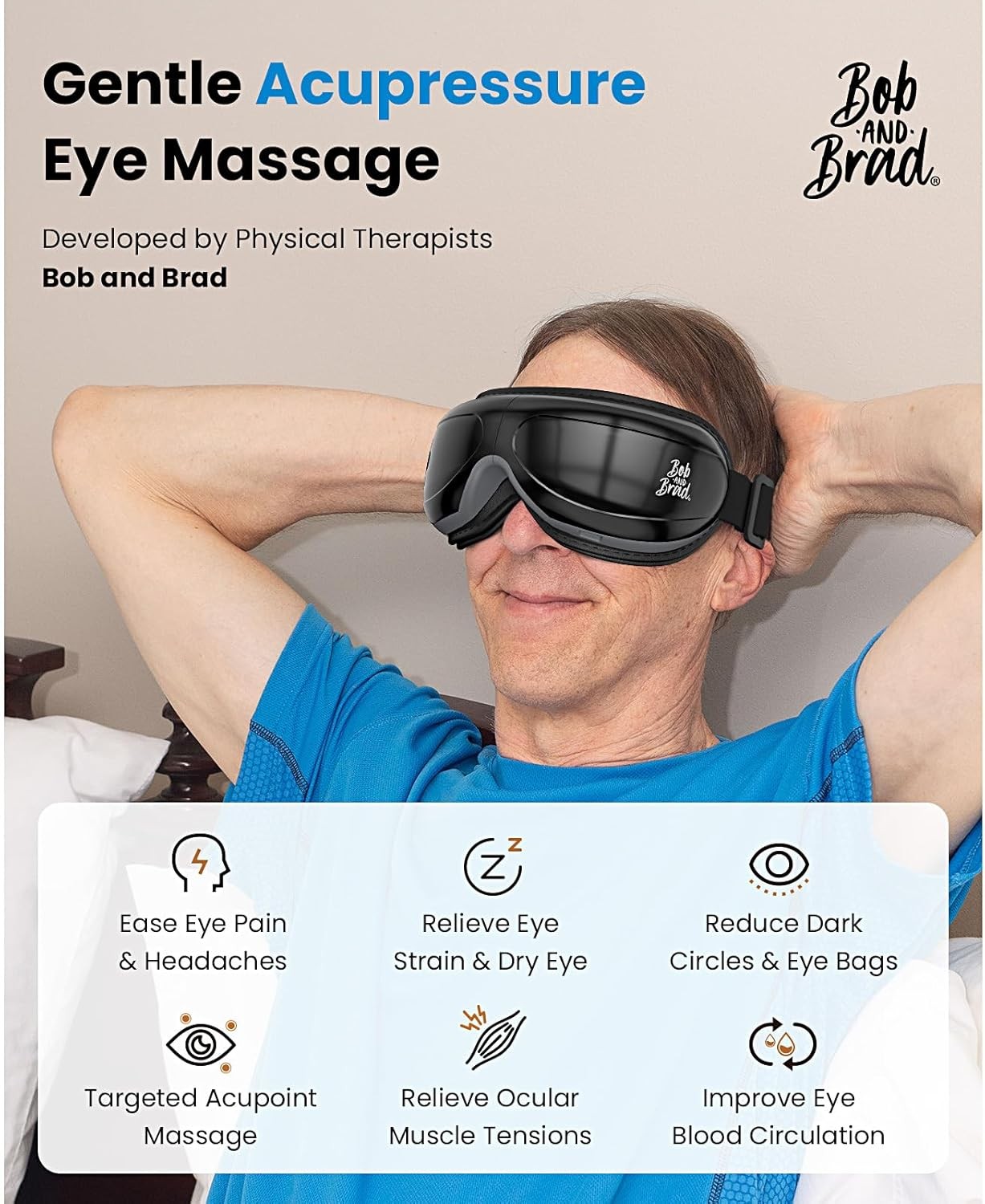 Smart Eye Massager Electric Eye Care 5 Mode For Migraines w/Heat Vibration Relax