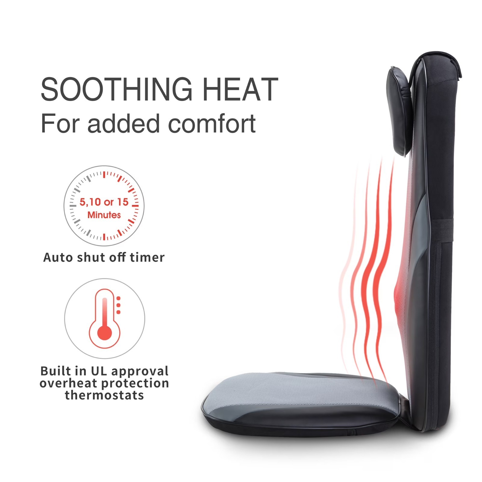 Deep Kneading Heated Back Massager for Full Back Muscle Comfort