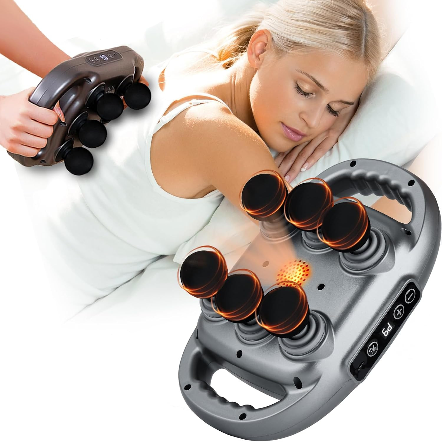 6 Head Massage Tool Deep Tissue with 9 Levels & 9 Modes, Electric Massager Tool