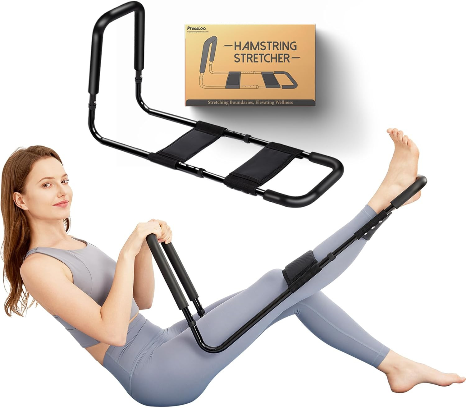 Hamstring Stretcher for Knee Extension & Pain Relief, Adjustable Low Back, Calf,