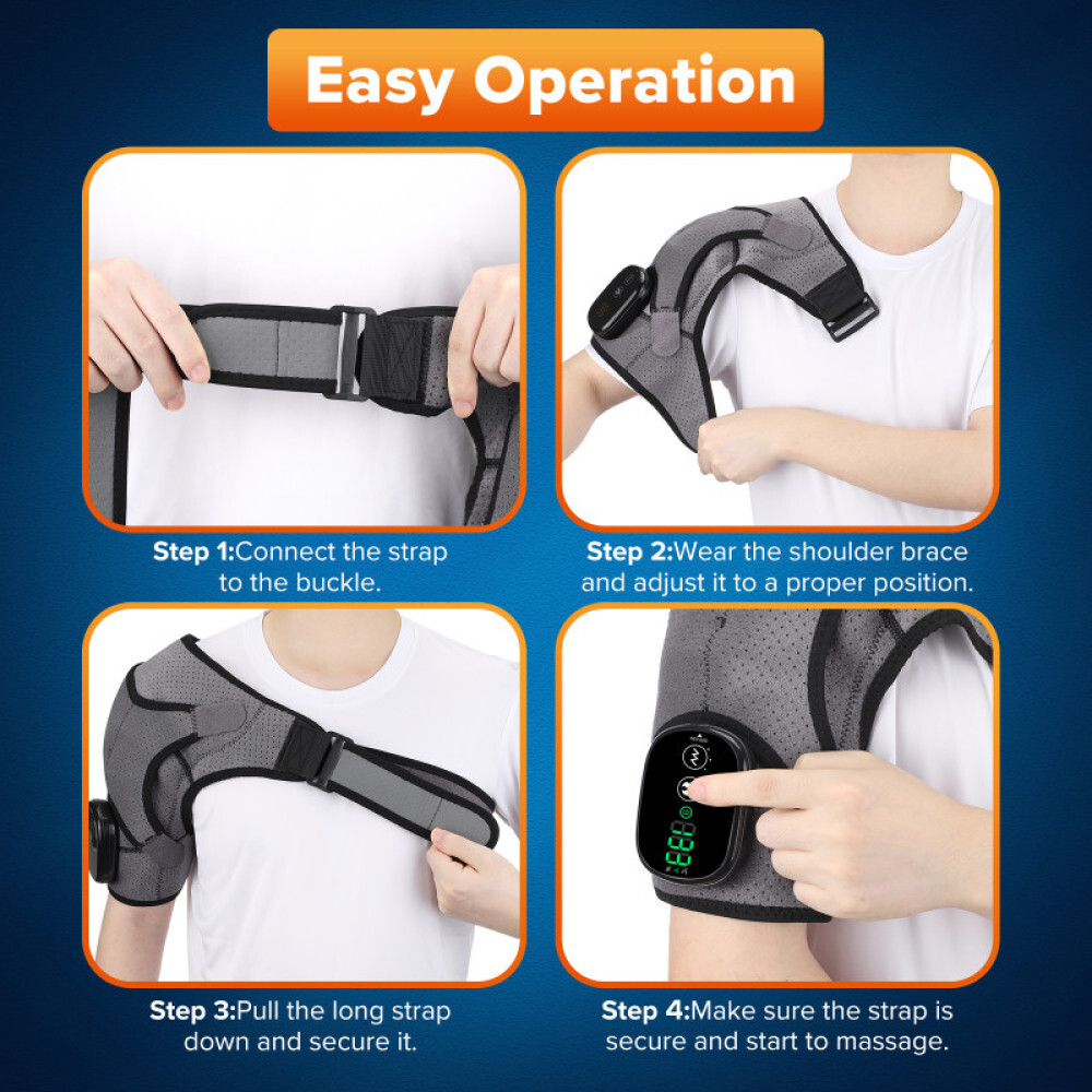 Electric Cordless Heated Shoulder Brace, Shoulder Heating Pad Wrap with Massage