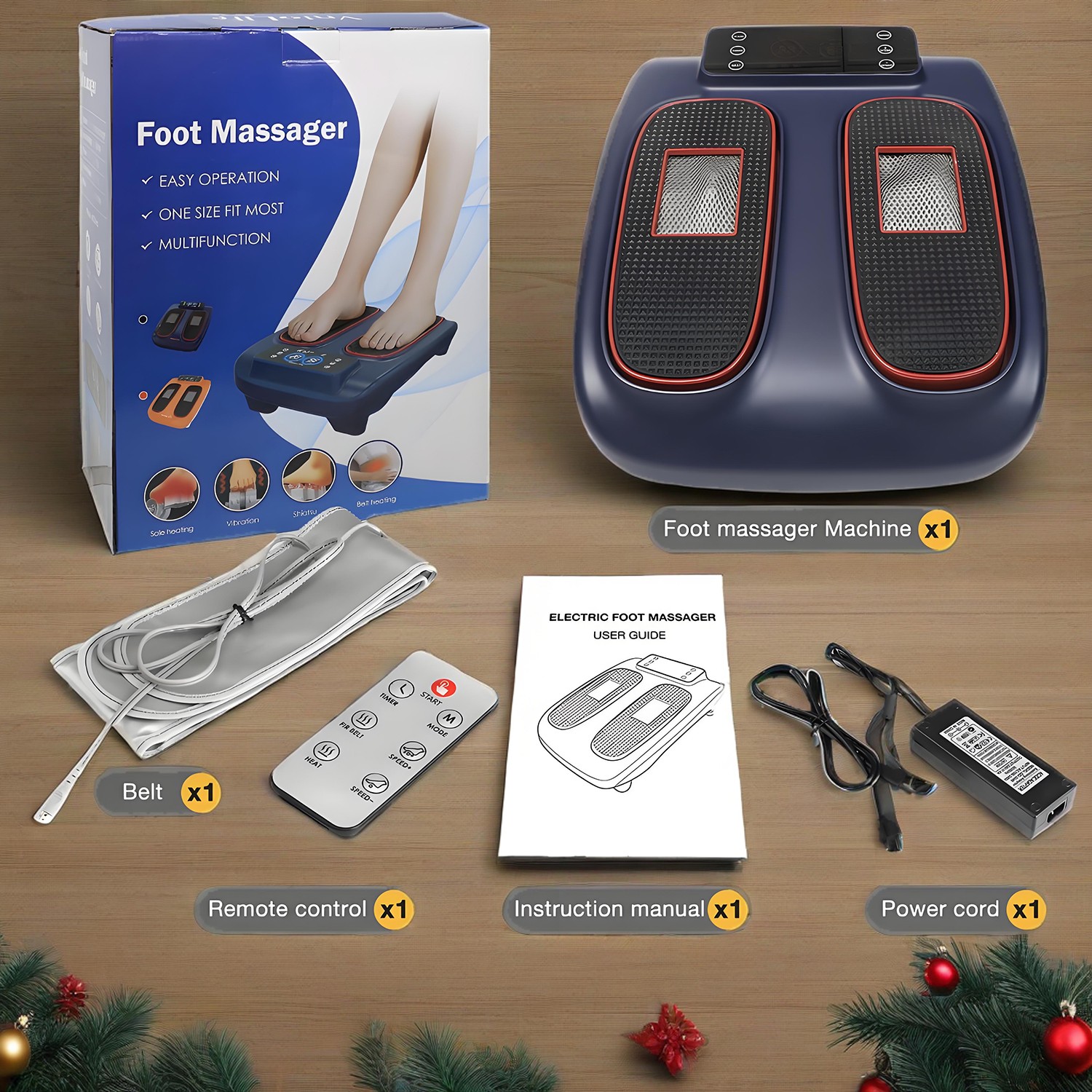 Electric Foot Massager with Heat Waist Belt for Neuropathy & Improve Circulation