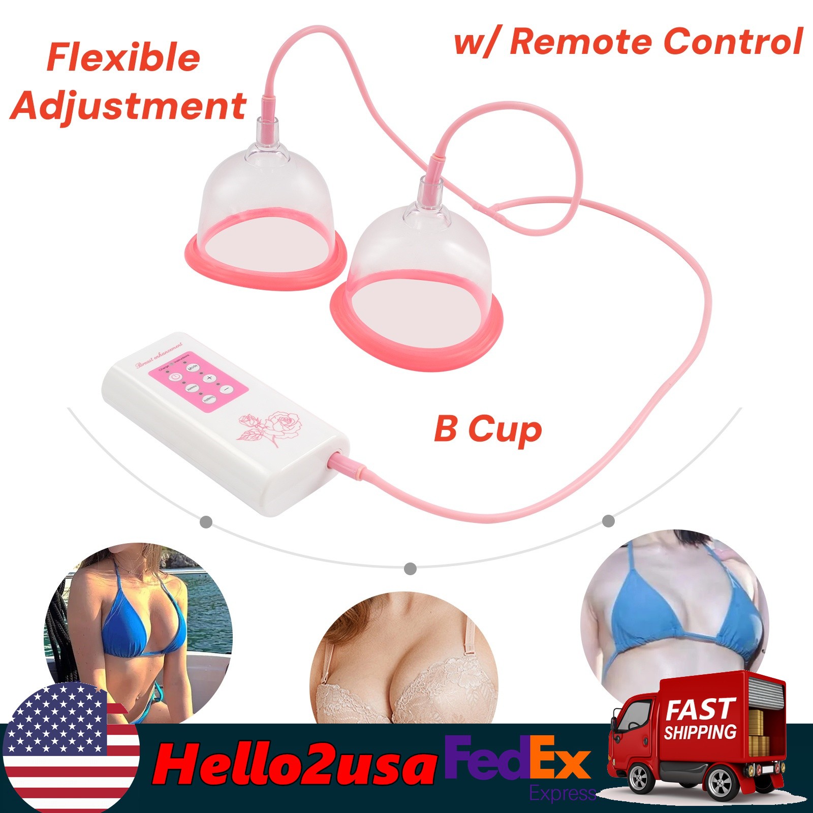 2x Electric Breast Pump Vacuum Suction Breast Enlarger Enhancer Equipment B Cup