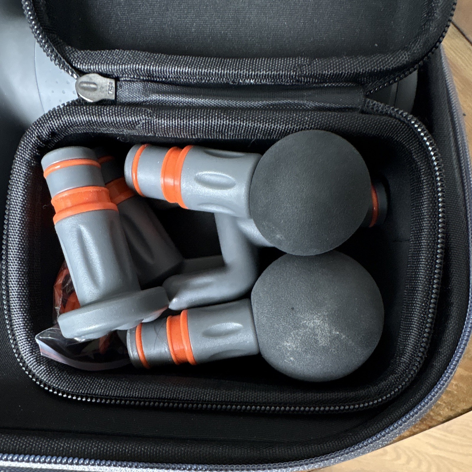 Sharper Image Percussion Massage Gun Cordless Rechargeable w/ Case, 5 Heads