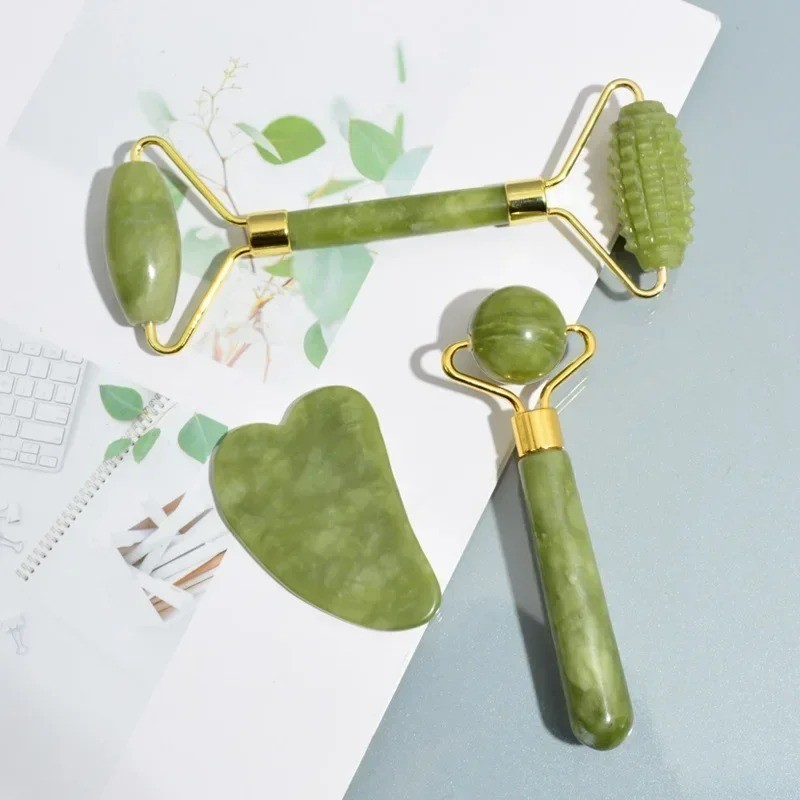 3 Pcs Jade Roller Gua Sha Set-Shaped Comb, Manual Beauty Tools for Face**