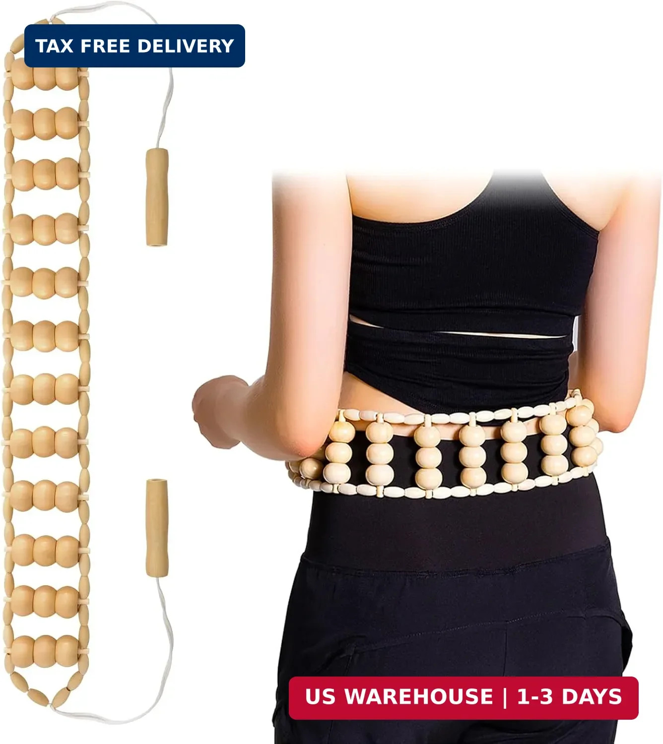 Wood Therapy Massage Tools, Wood Back Roller – Wooden Massage Roller Rope Madero