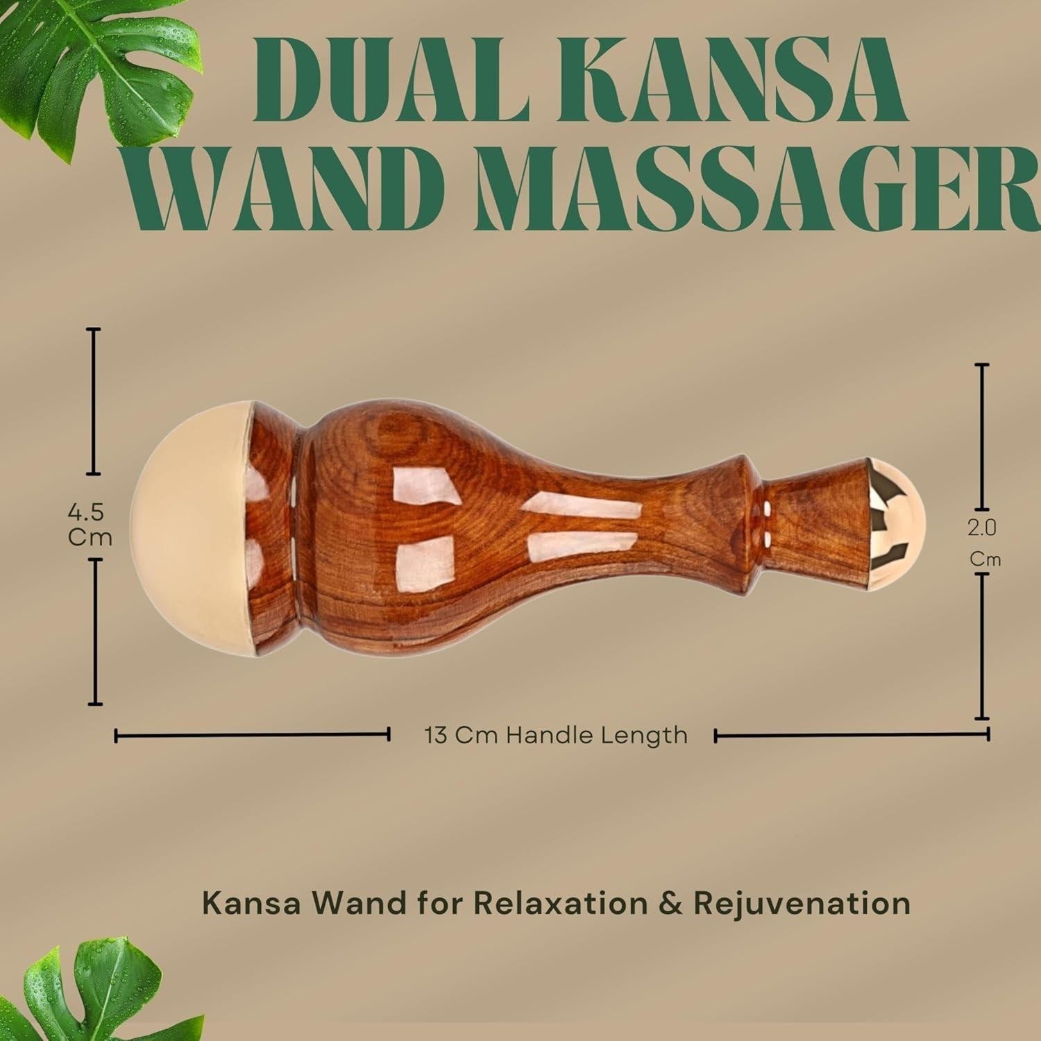 Soulviine Kansa Wand Massager 2 in1 Bronze Cap Traditional Design Face/Foot/Body