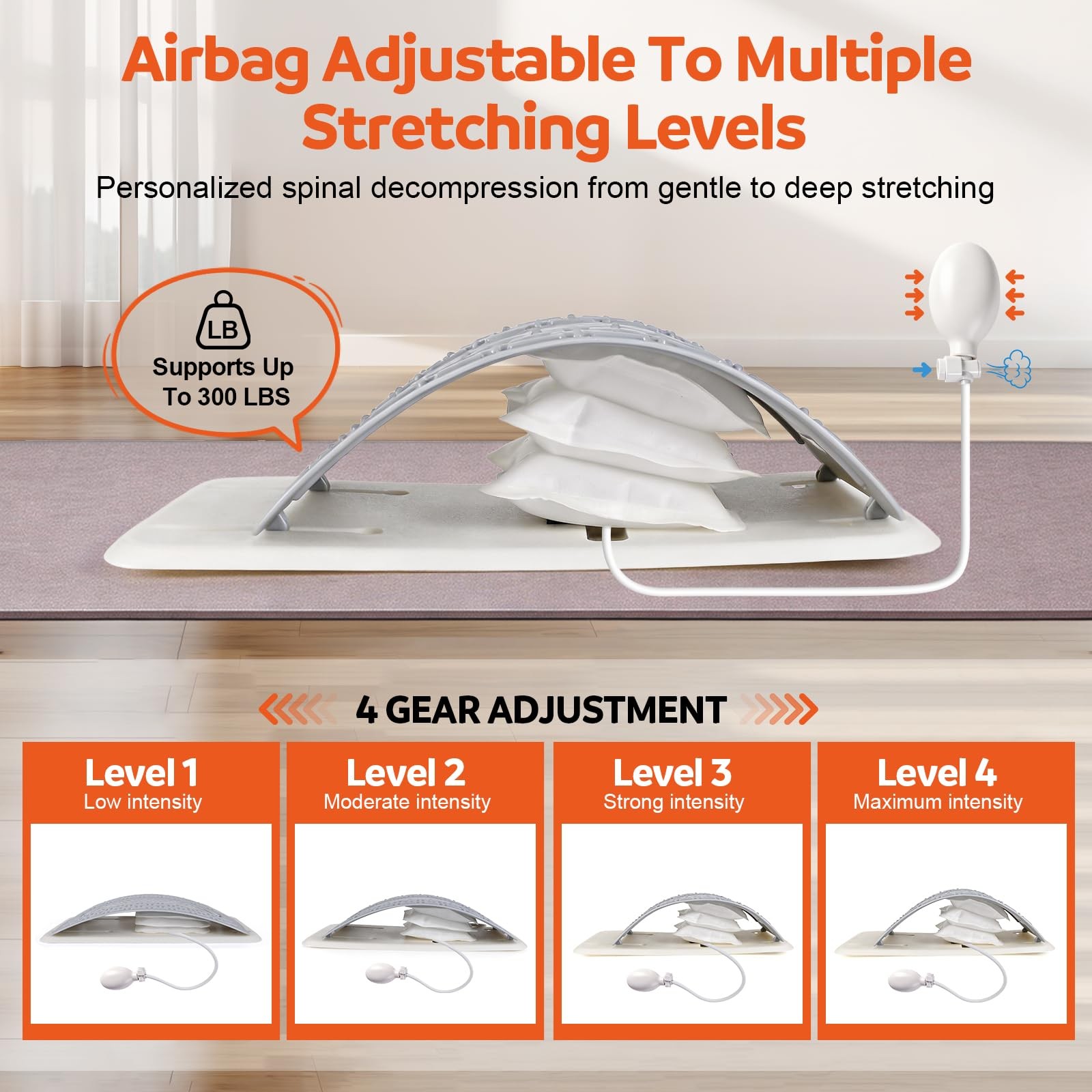 Inflatable Back Stretcher for Lower Back Pain Relief, Adjustable Airbag Lumba…