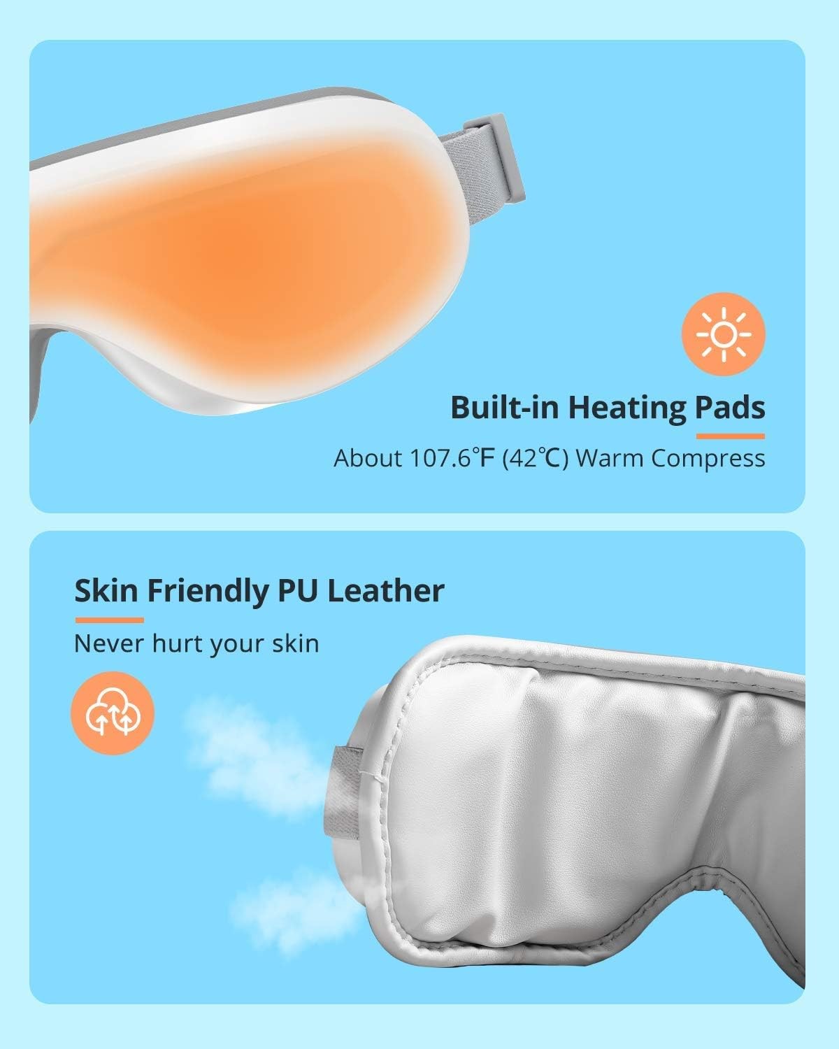Heated Eye Massager with Bluetooth Music for Migraine Relief and Relaxation