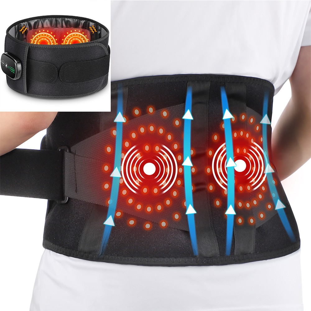 Electric Infrared Heated Waist Belt Vibration Massage for Lower Back Pain Relief