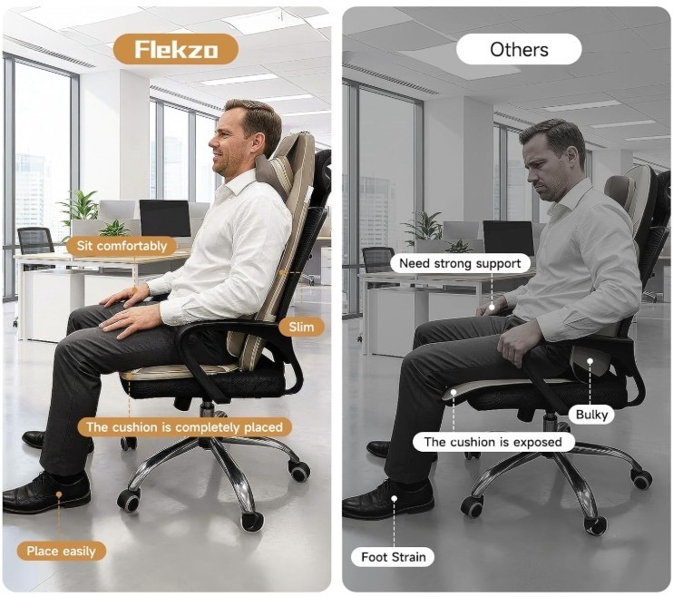Flekzo Shiatsu Back & Neck Massage Seat Cushion w/ Heat – 4D Kneading, Full Back