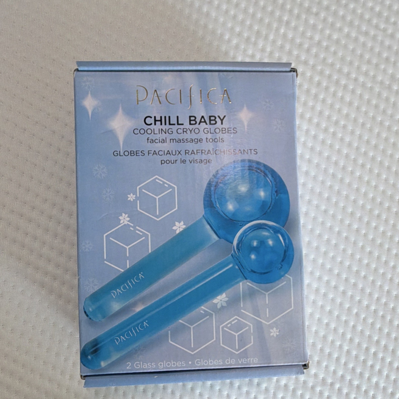 Pacifica Chill Baby Cooling Glass Face Massager Set of 2, Blue, Handheld