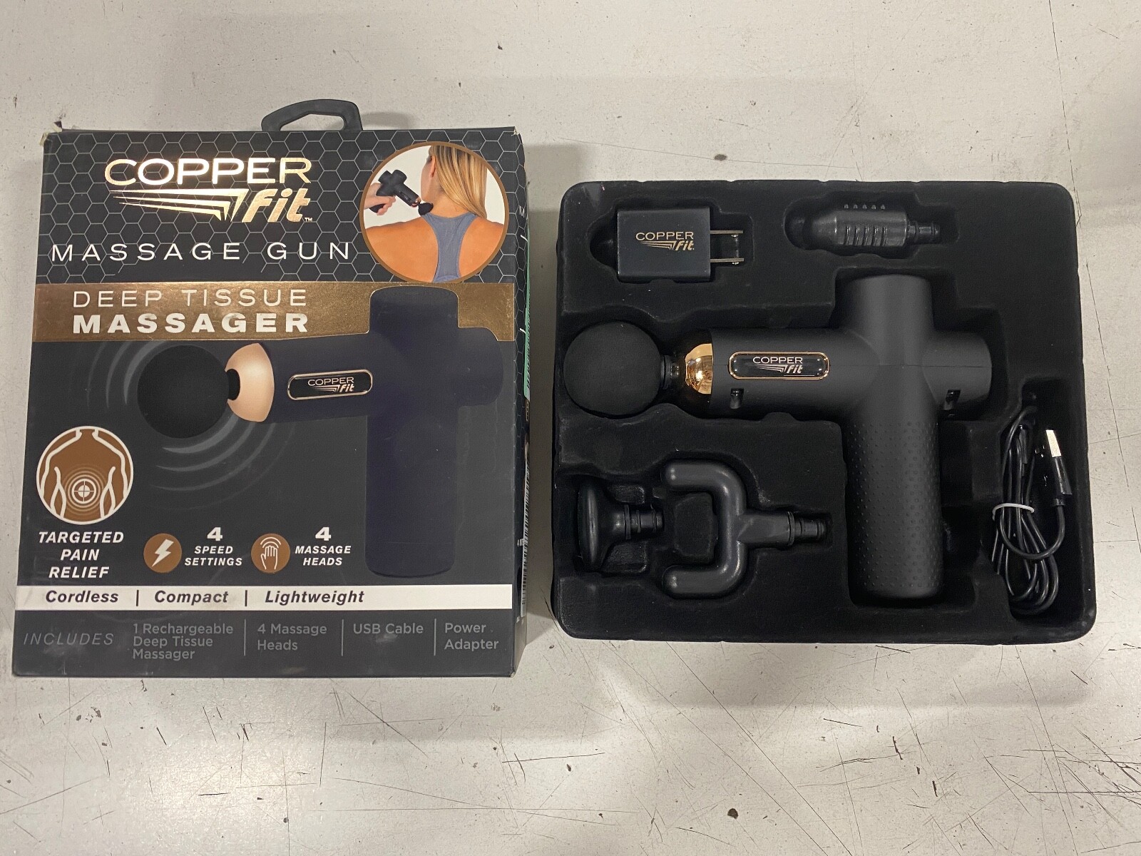 Copper Fit Cordless Massage Gun – Black (CFMASG)