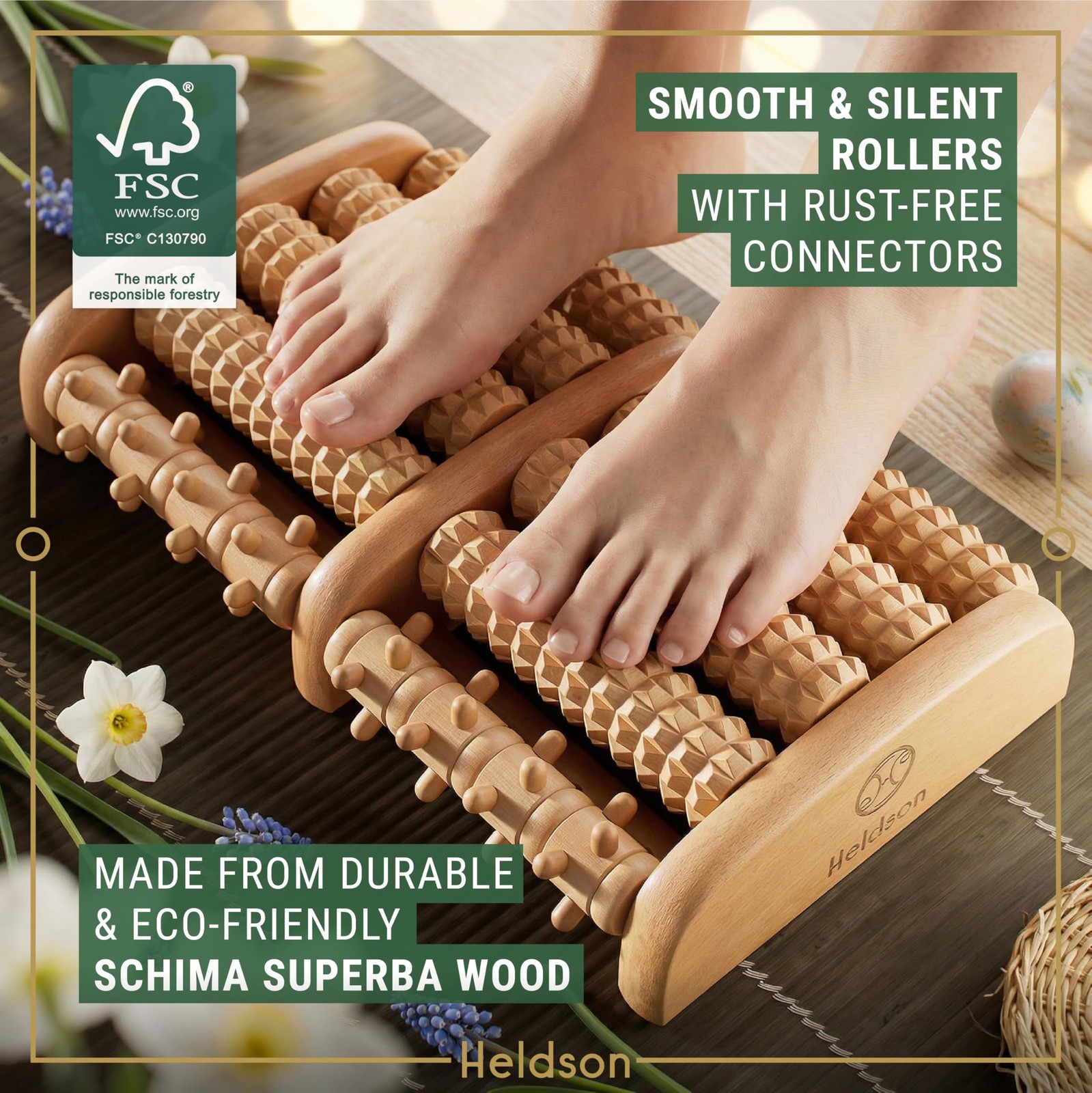 ® Foot Massager Roller Plantar Fasciitis Pain Relief – Wooden Under Desk Feet…