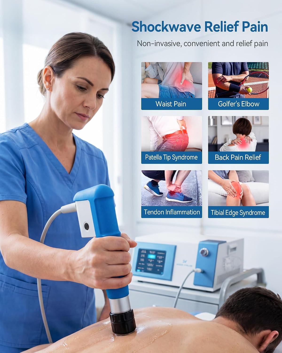 SV Shockwave Therapy Machine, Extracorporeal Shock Wave Device with 0.5–10 Bar,