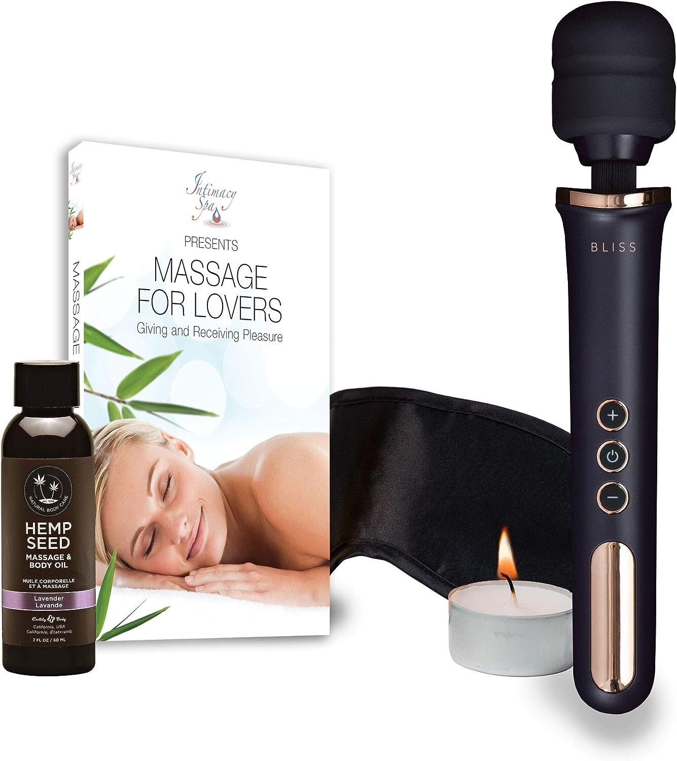 Bliss Wand Massager Kit with Earthly Body Massage Oil, Massage DVD, Eye Mask